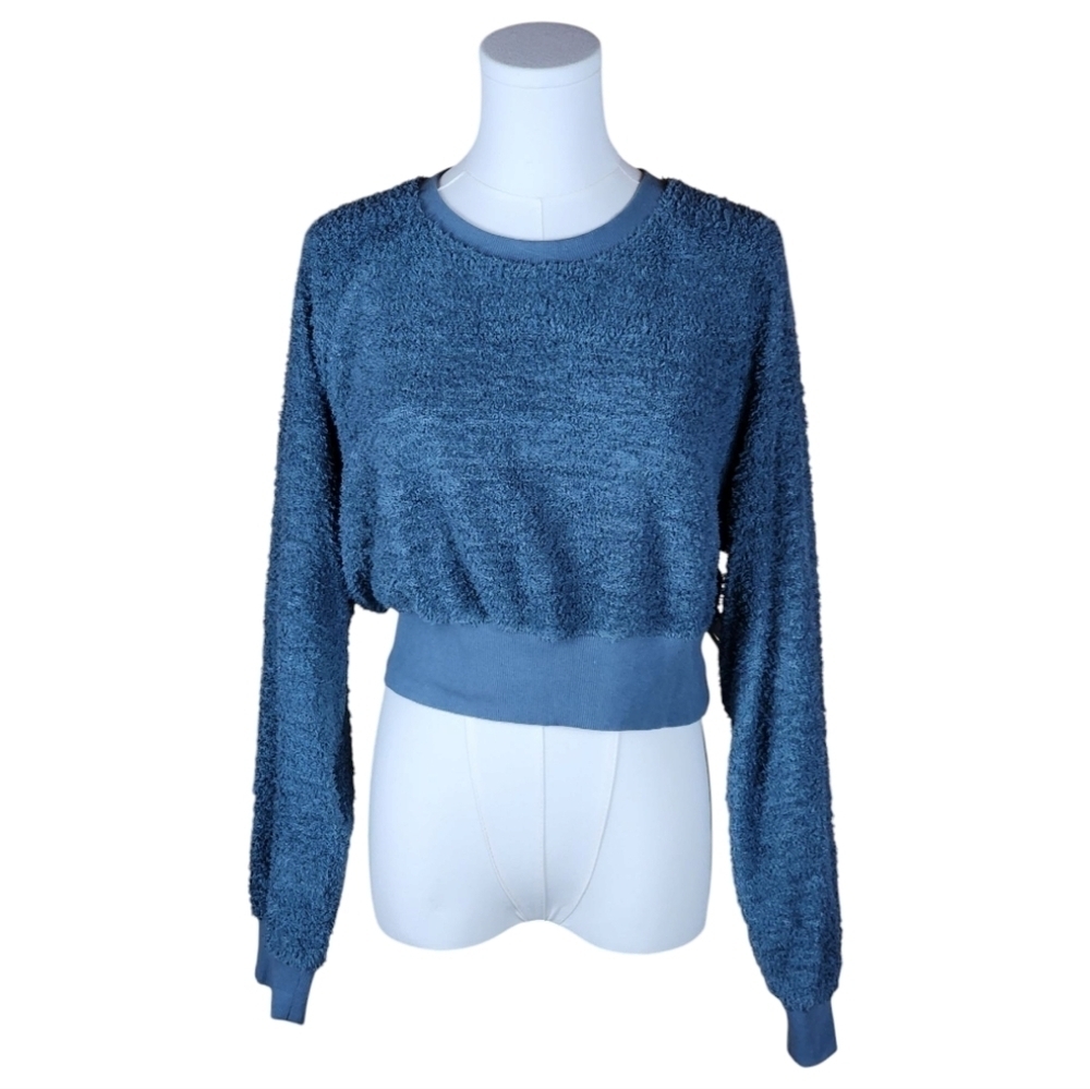 Arizona Jean Co. Blue Textured Boucle Sweater L Crew Neck Soft Cozy Casual